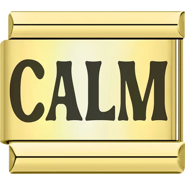 Gold "CALM" text inscription Italian charm bracelet link