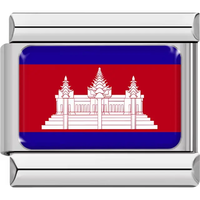 Cambodian flag Italian charm bracelet link