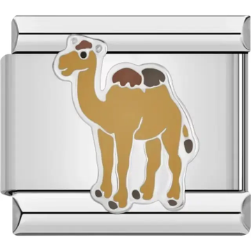 Brown and tan camel design with detailed humps and spots Italian charm bracelet link