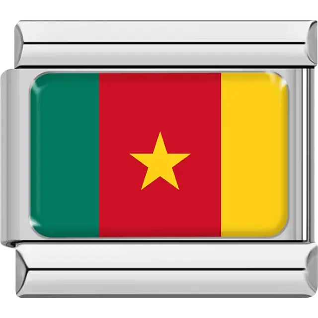 Cameroonian flag Italian charm bracelet link