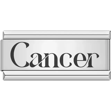 "Cancer" text in elegant black font Italian charm bracelet link