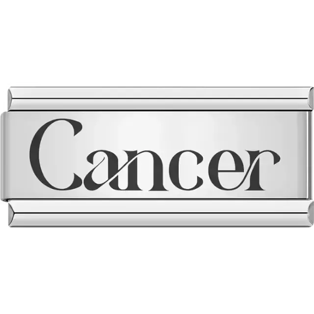 "Cancer" text in elegant black font Italian charm bracelet link