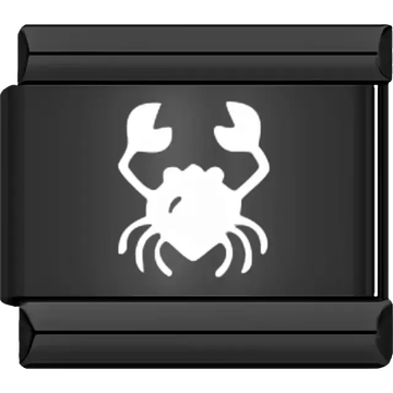 Black background white Cancer zodiac symbol Italian charm bracelet link