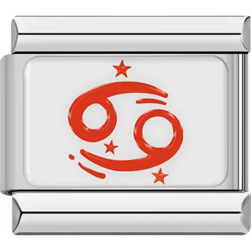Red Cancer astrological symbol with stars Italian charm bracelet link