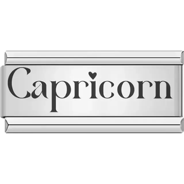 "Capricorn" text with heart accents Italian charm bracelet link