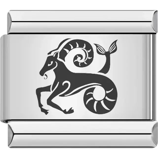 Gold Capricorn zodiac charm with a goat design Italian charm bracelet link