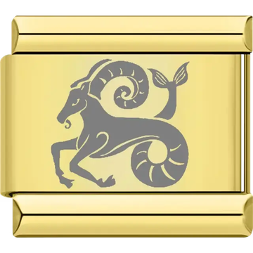 Gold Capricorn zodiac charm with a goat design Italian charm bracelet link