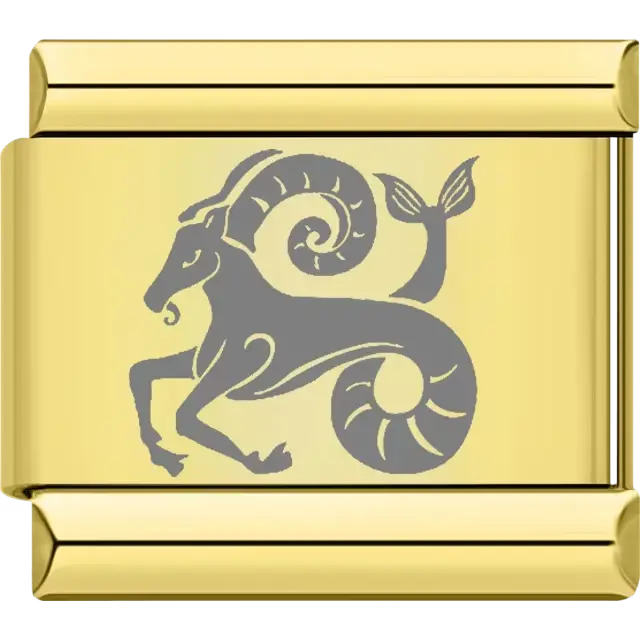 Gold Capricorn zodiac charm with a goat design Italian charm bracelet link