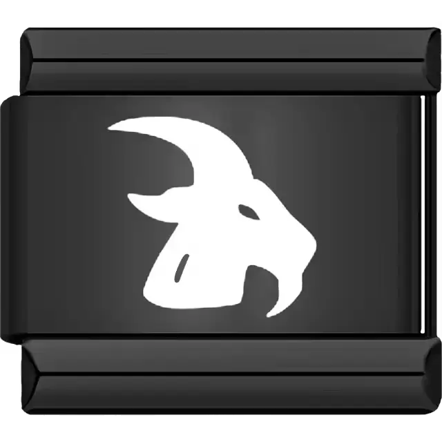 Black Capricorn zodiac symbol Italian charm bracelet link