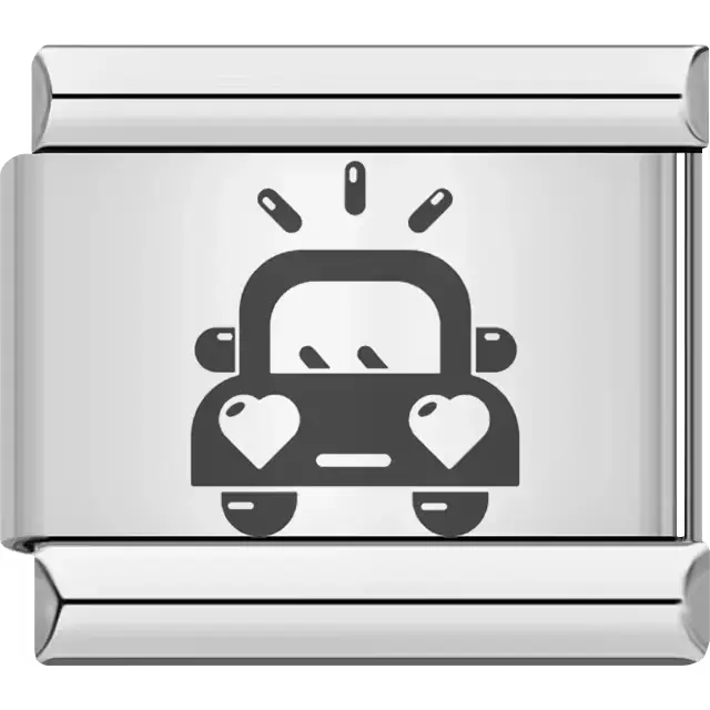 Black car with heart details and rays Italian charm bracelet link