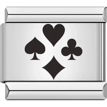 Card suit symbols featuring heart spade club and diamond Italian charm bracelet link