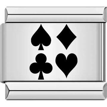 Card suits design featuring spade diamond club and heart Italian charm bracelet link