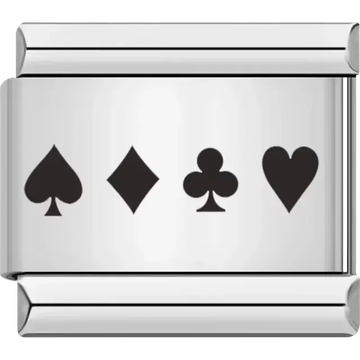 Card suits design featuring spade diamond club and heart Italian charm bracelet link