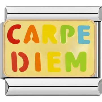Colorful “Carpe Diem” text Italian charm bracelet link