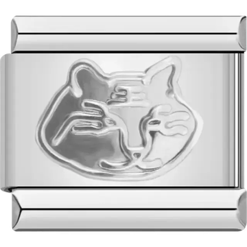 Cat design with embossed details Italian charm bracelet link