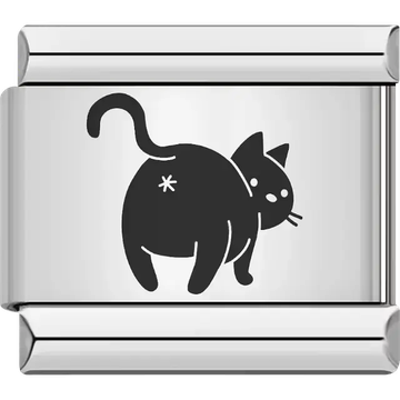 Black cat rear view with star Italian charm bracelet link