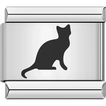 Black cat silhouette Italian charm bracelet link