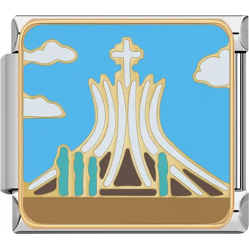 Cathedral silhouette with clouds and blue sky background Italian charm bracelet link