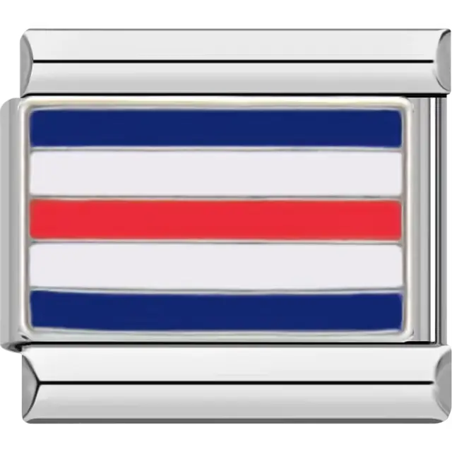Blue, white, and red striped Charlie maritime flag meaning "Yes" or "Affirmative" Italian charm bracelet link