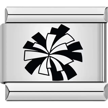 Black and white cheerleader pom pom design Italian charm bracelet link