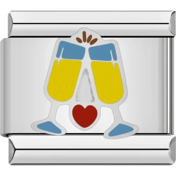 Cheers heart Italian charm bracelet link