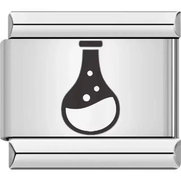 Black chemistry potion with liquid and bubbles Italian charm bracelet link