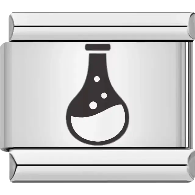 Black chemistry potion with liquid and bubbles Italian charm bracelet link