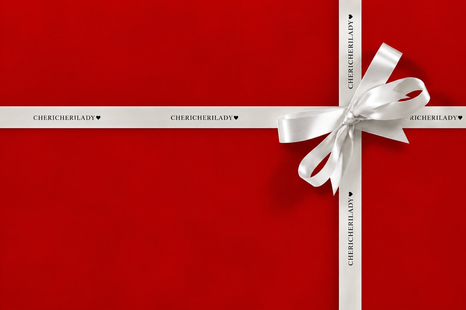 Chericherilady red ribbon gift top view