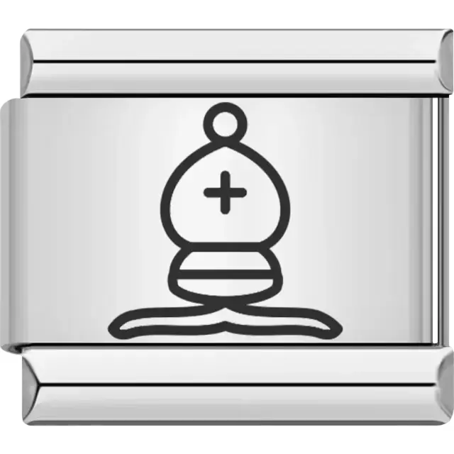 White chess bishop symbol Italian charm bracelet link