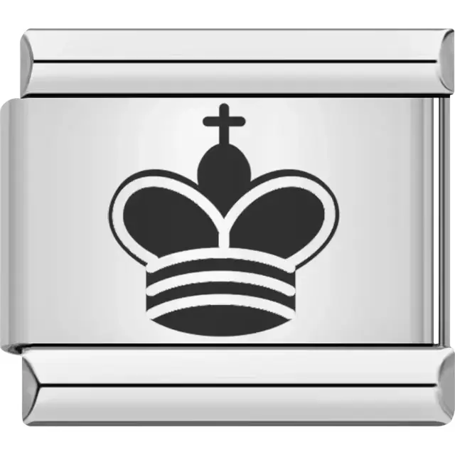 Black chess king symbol Italian charm bracelet link