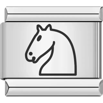 White chess knight symbol Italian charm bracelet link