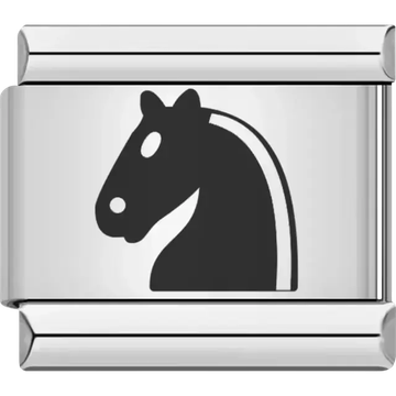 Black chess knight symbol Italian charm bracelet link