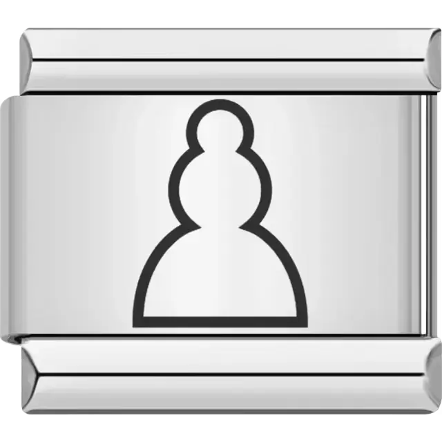 White chess pawn symbol Italian charm bracelet link