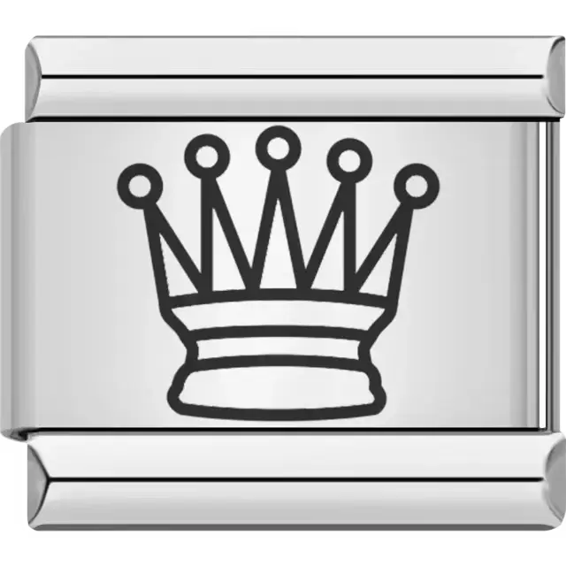 White chess queen symbol Italian charm bracelet link