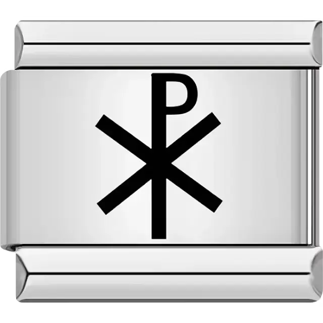 Black Chi Rho Christian symbol Italian charm bracelet link