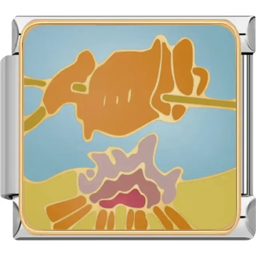 Chicken with flames in a cooking theme Italian charm bracelet link