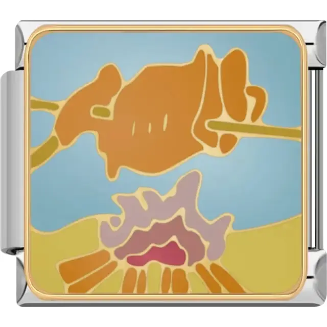 Chicken with flames in a cooking theme Italian charm bracelet link