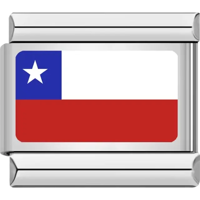 Chilean flag Italian charm bracelet link