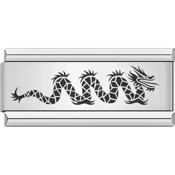 Black Chinese dragon design with scales and spiked details Italian charm bracelet link