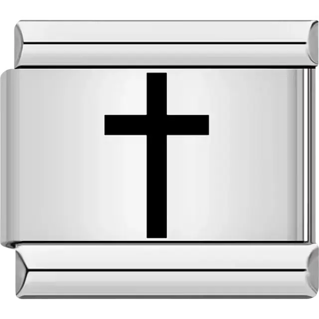 Black Christian cross symbol Italian charm bracelet link