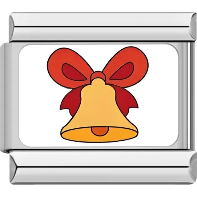 Yellow bell with a red bow Italian charm bracelet link