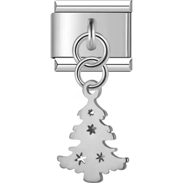 Christmas tree cutout dangle Italian charm bracelet link