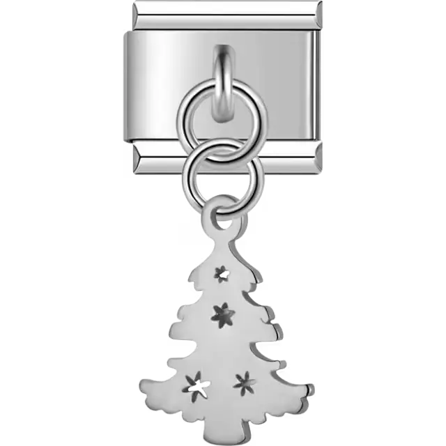 Christmas tree cutout dangle Italian charm bracelet link