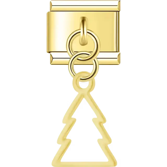 Christmas tree outline dangle Italian charm bracelet link