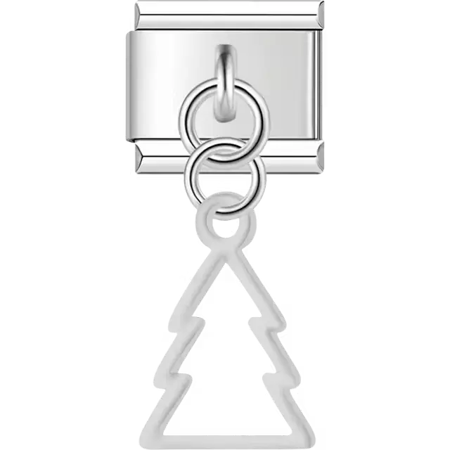 Christmas tree outline dangle Italian charm bracelet link