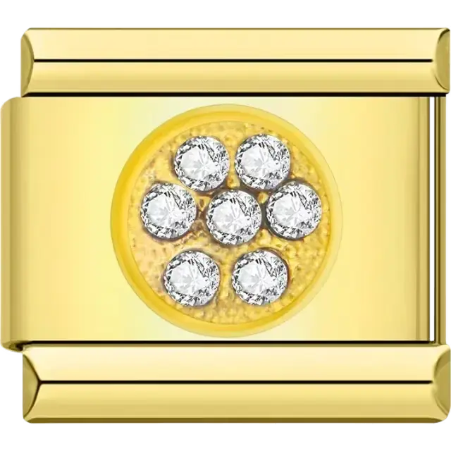 Circle with a design of seven sparkling crystals Italian charm bracelet link