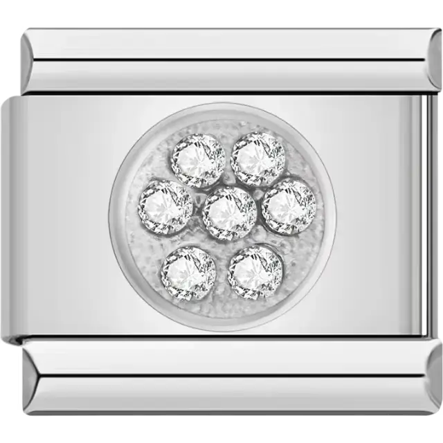 Circle with a design of seven sparkling crystals Italian charm bracelet link