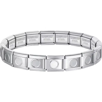Circle outline charms composing stainless steel Italian bracelet