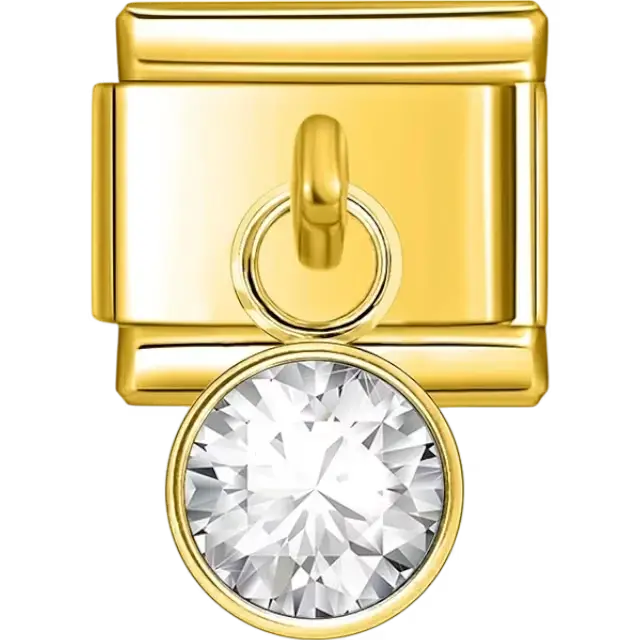 Clear crystal dangle Italian charm bracelet link