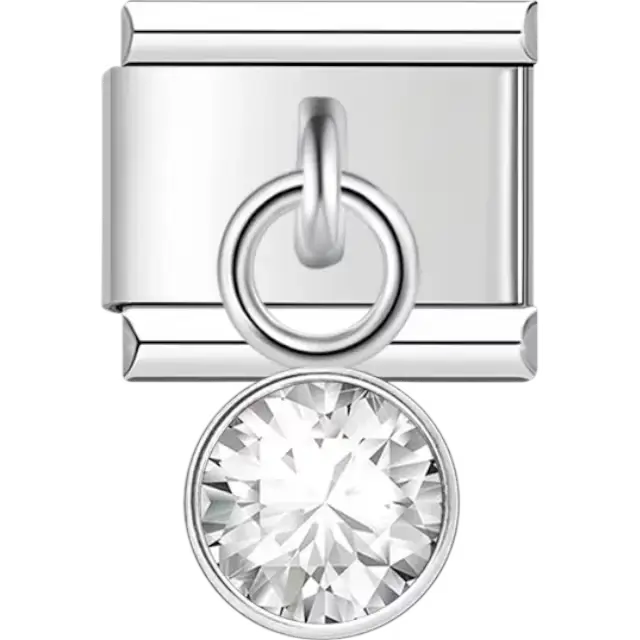 Clear crystal dangle Italian charm bracelet link